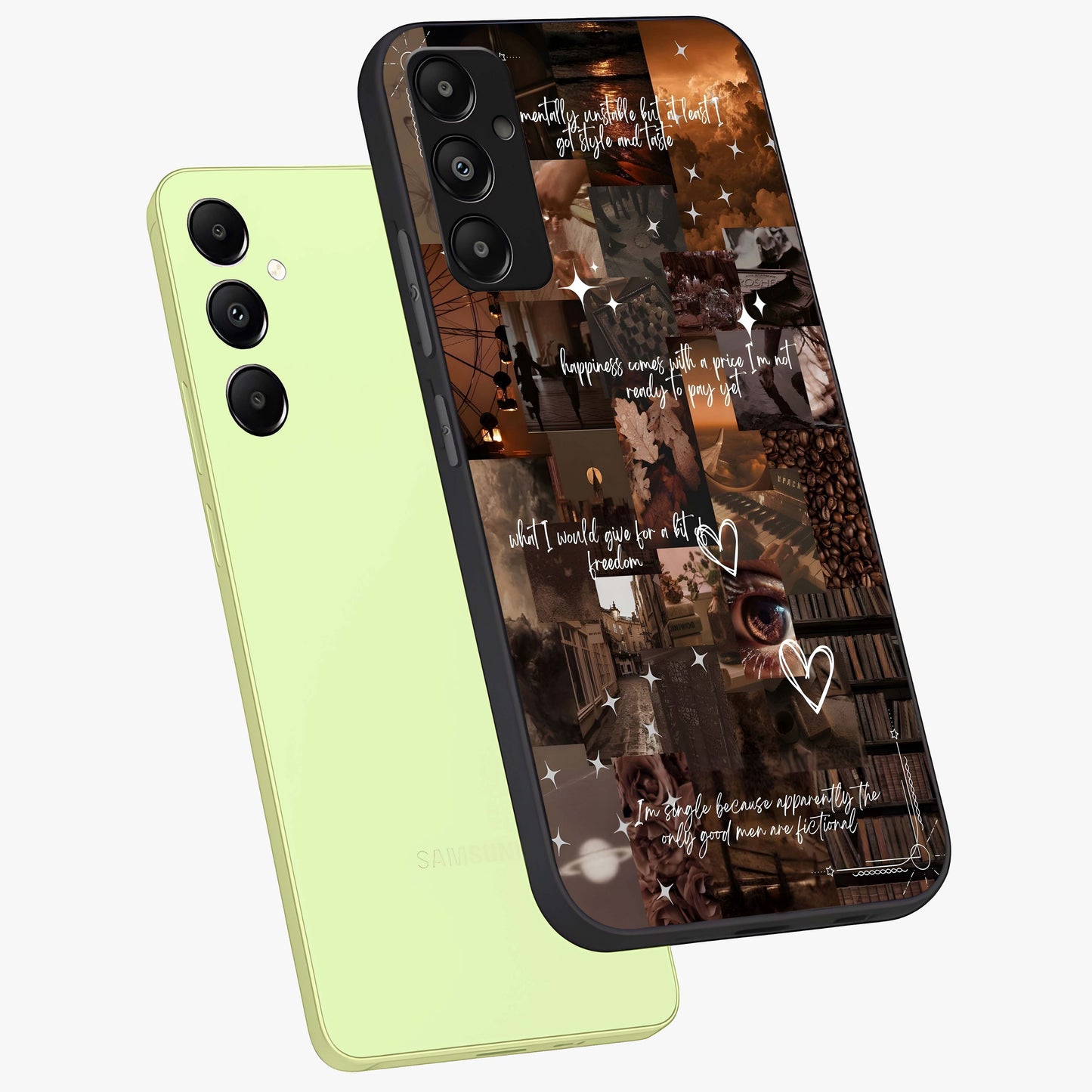 Bittersweet Aesthetic Chaos Glass Case displayed in angled mockup highlighting expressive abstract artwork and edgy aesthetic theme.