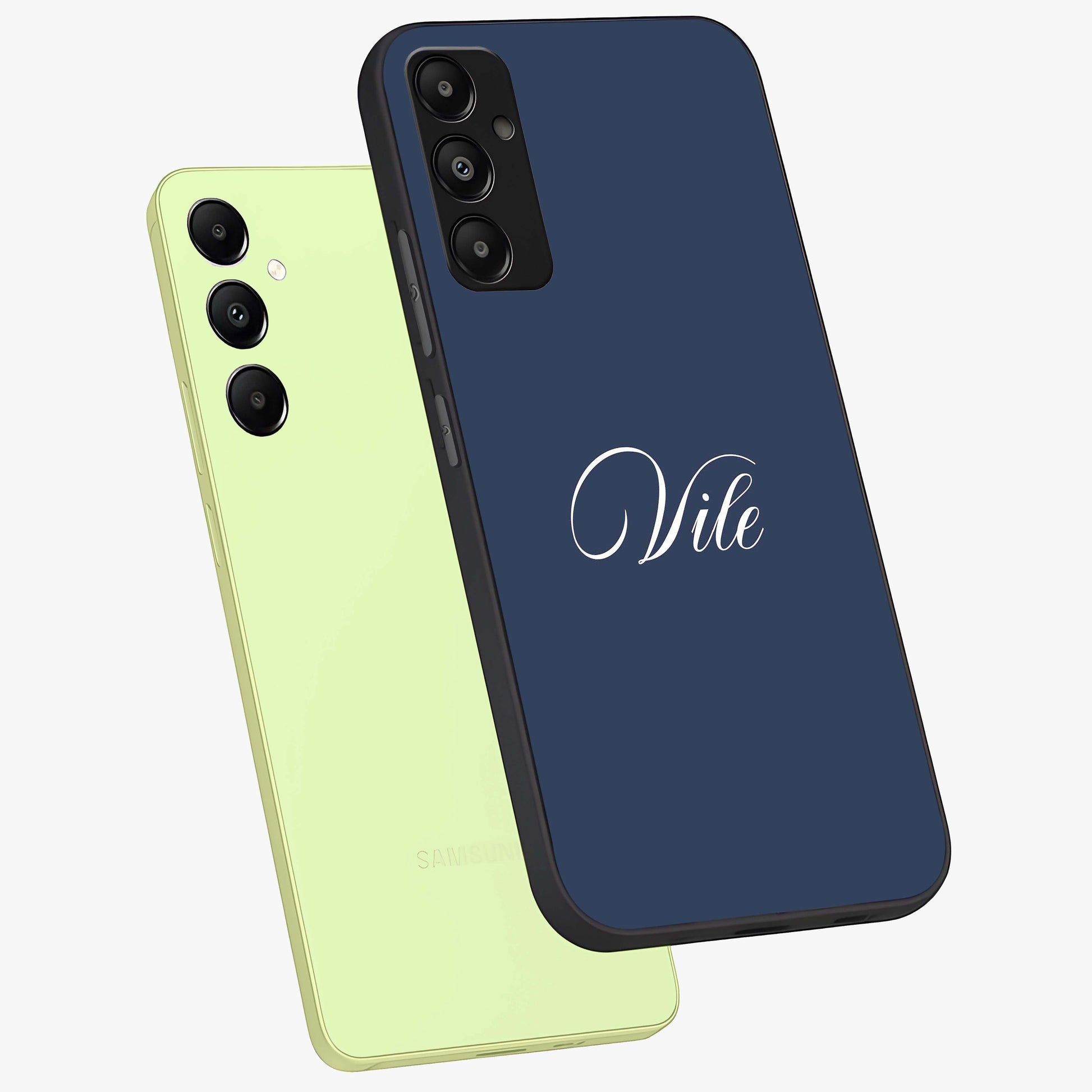 Blue Vintage Floral Pattern Glass Case showing flat back view with elegant vintage floral artwork and glossy glass finish.