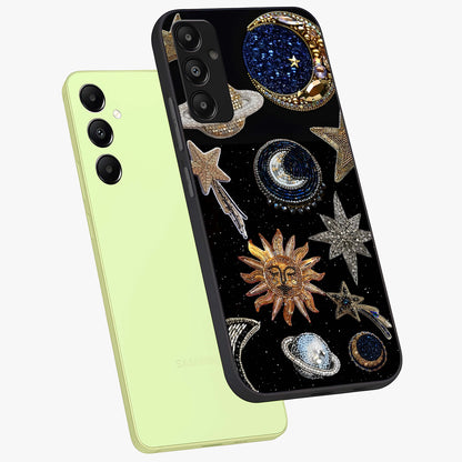Celestial Gem Constellations Glass Case displayed in angled mockup highlighting gemstone inspired constellation design.