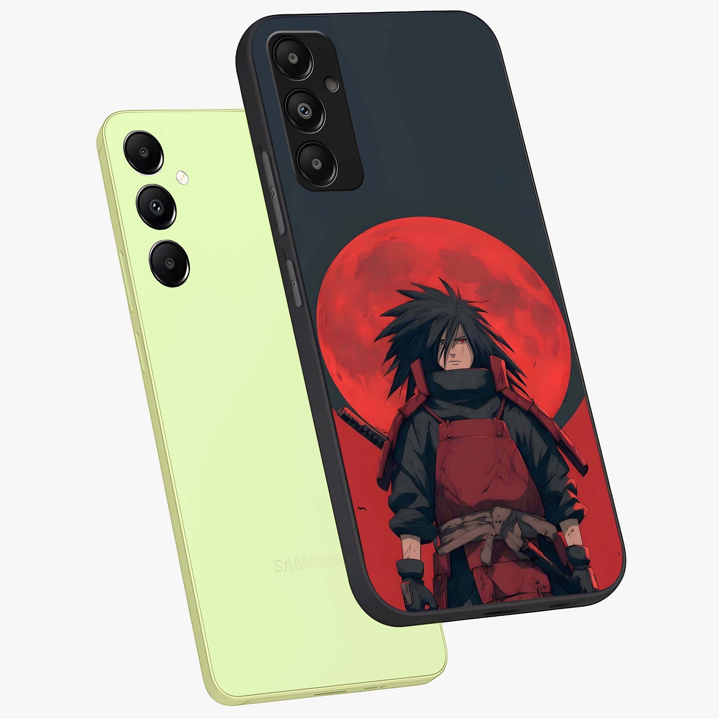 Crimson Moon Warlord Glass Case displayed in angled mockup highlighting dramatic crimson moon design with fantasy aesthetic.