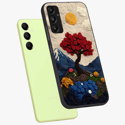 Eternal Nature Tapestry Glass Case displayed in angled mockup highlighting detailed botanical pattern with artistic aesthetic.