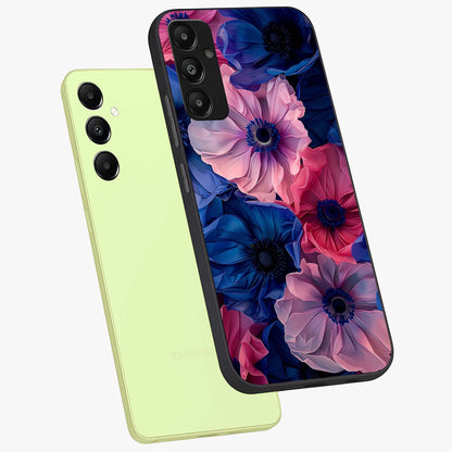 Flower Paper Art Pattern Glass Case displayed in angled mockup highlighting layered paper flower design with artistic aesthetic.