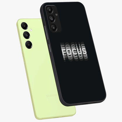 Focused Blade Discipline Glass Case displayed in angled mockup highlighting clean minimal text artwork with modern aesthetic style.