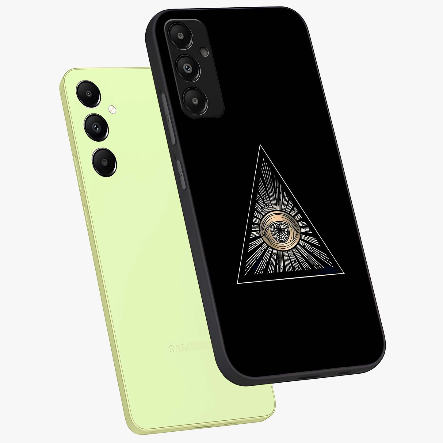 Illuminati Evil Glass Case displayed in angled mockup highlighting dark occult inspired design with bold aesthetic style.