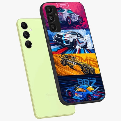 JDM Sports Car Glass Case displayed in angled mockup highlighting sleek Japanese racing car design with automotive aesthetic.