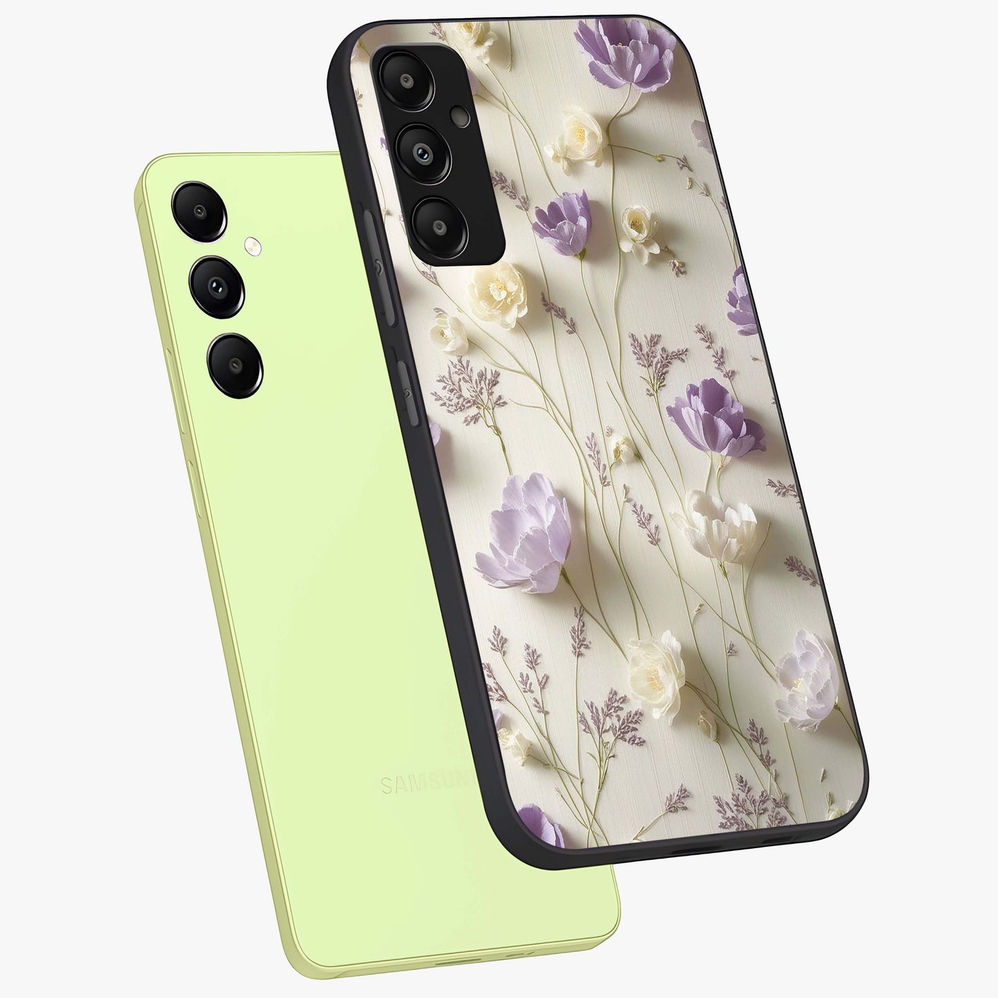 Lilac Breeze Harmony Glass Case displayed in angled mockup highlighting calm lilac breeze design with soothing aesthetic style.