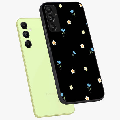 Minimal Petal Whispers Glass Case displayed in angled mockup highlighting delicate petal design with clean minimal aesthetic.