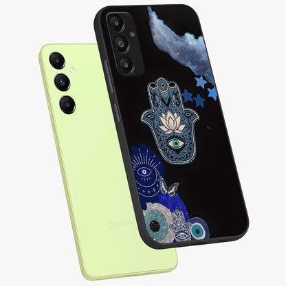 Mystic Hand Aura Glass Case displayed in angled mockup highlighting magical aura design with spiritual aesthetic style.