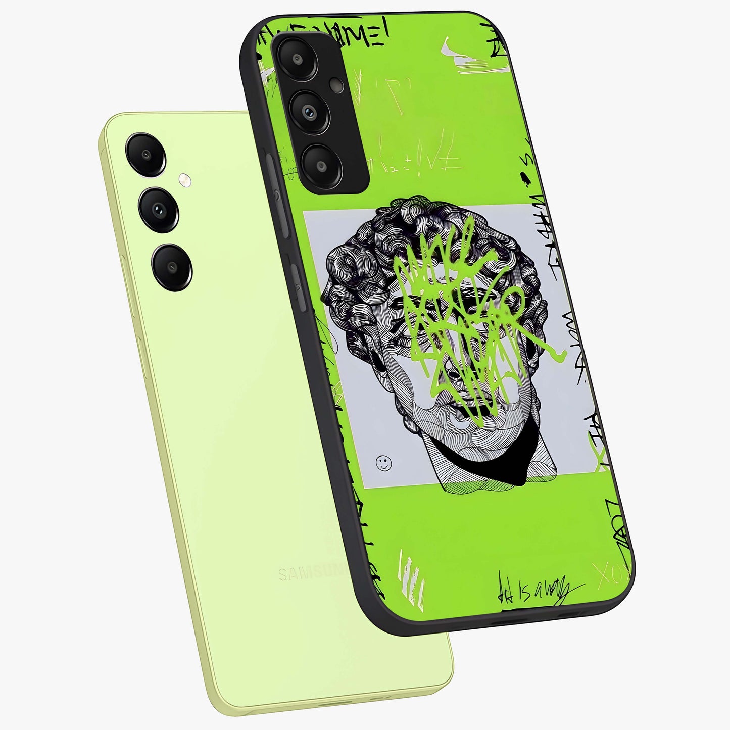 Neo Graffiti Rebellion Glass Case displayed in angled mockup highlighting urban street art design with rebellious aesthetic.