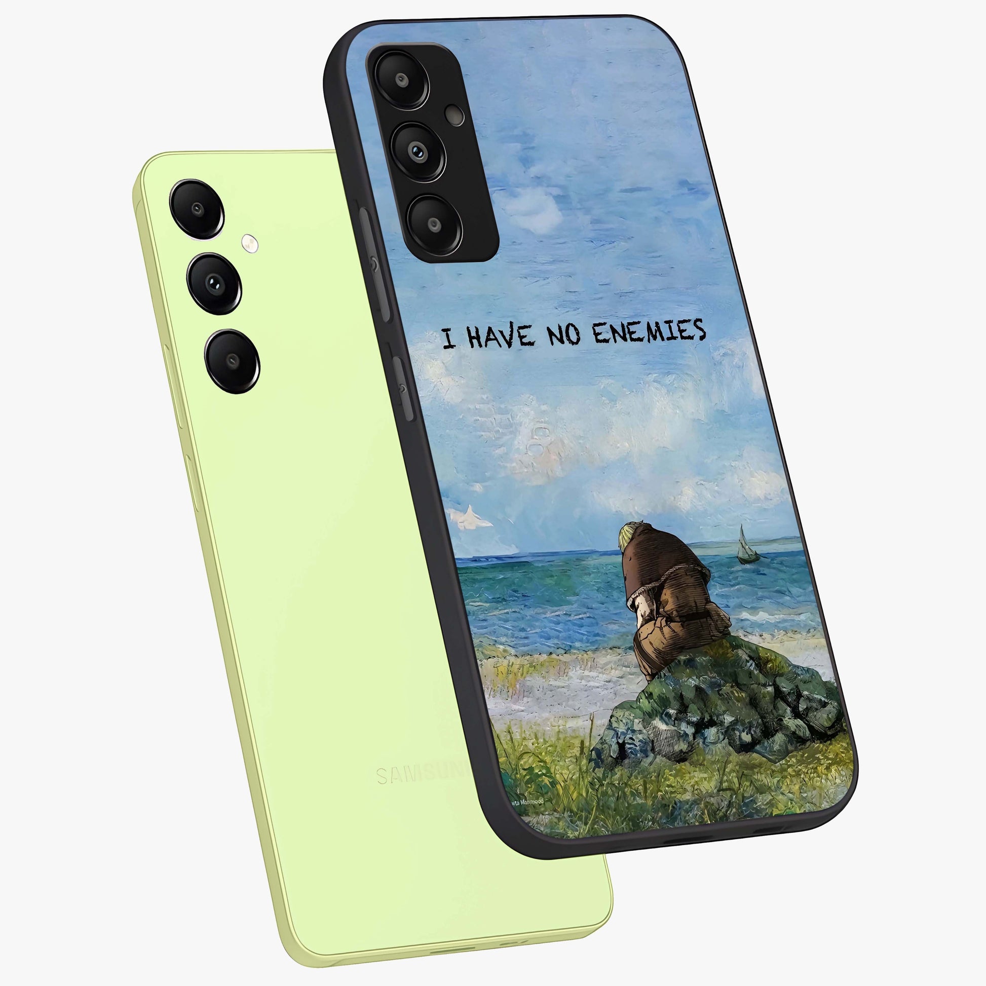 Peace Beyond War Glass Case displayed in angled mockup highlighting meaningful message design with artistic aesthetic style.