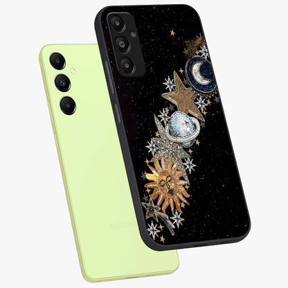 Pearls Universe Object Glass Case displayed in angled mockup highlighting celestial pearl design with dreamy aesthetic.