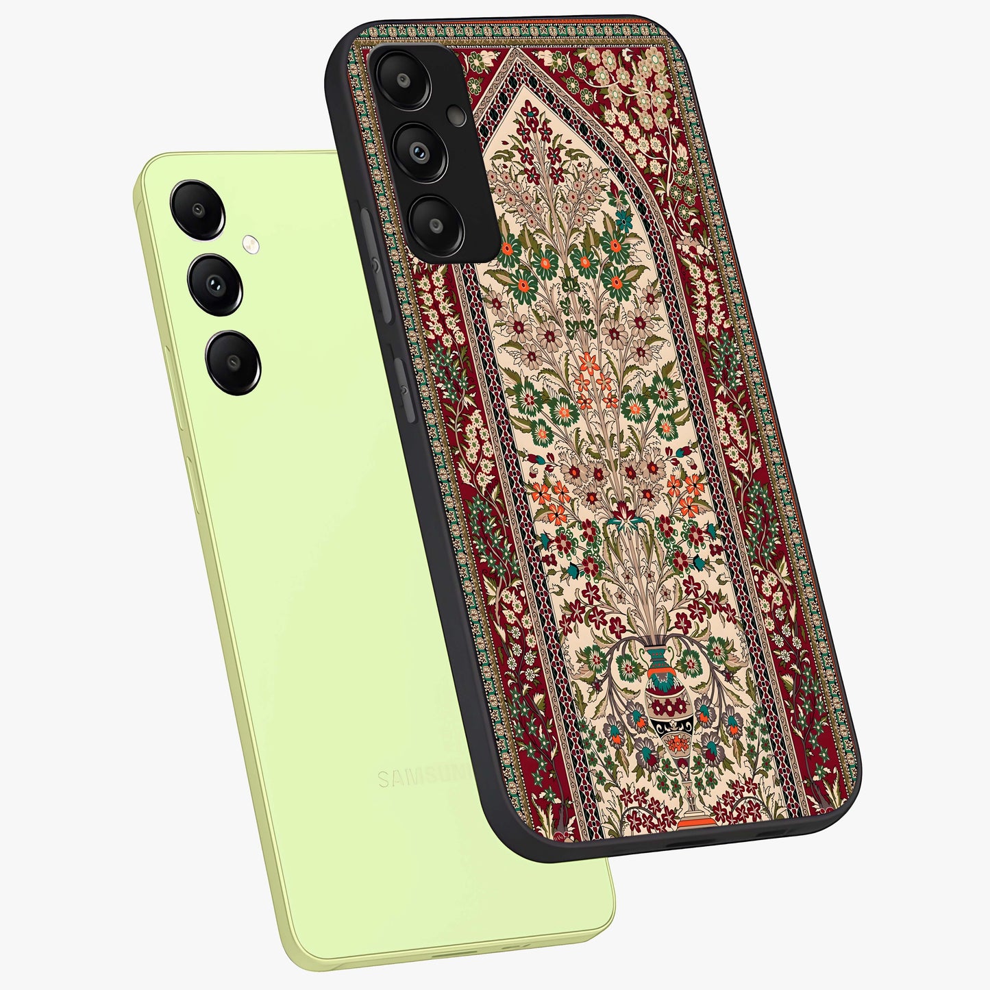 Persian Inspired Glass Case displayed in angled mockup highlighting intricate traditional design with elegant cultural aesthetic.