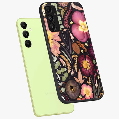Petal Dream Tapestry Glass Case displayed in angled mockup highlighting decorative petal pattern with elegant botanical aesthetic.