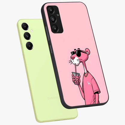 Pink Panther Glass Case displayed in angled mockup highlighting playful cartoon character design with vibrant pink aesthetic.