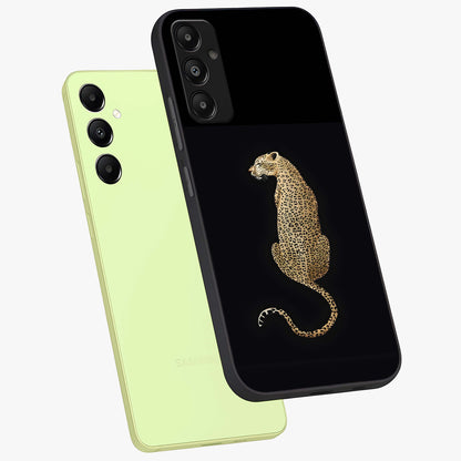 Regal Leopard Glass Case displayed in angled mockup highlighting powerful animal illustration with stylish wild aesthetic.