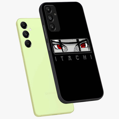 Scarlet Gaze Dominance Glass Case displayed in angled mockup highlighting intense visual design with bold scarlet aesthetic.
