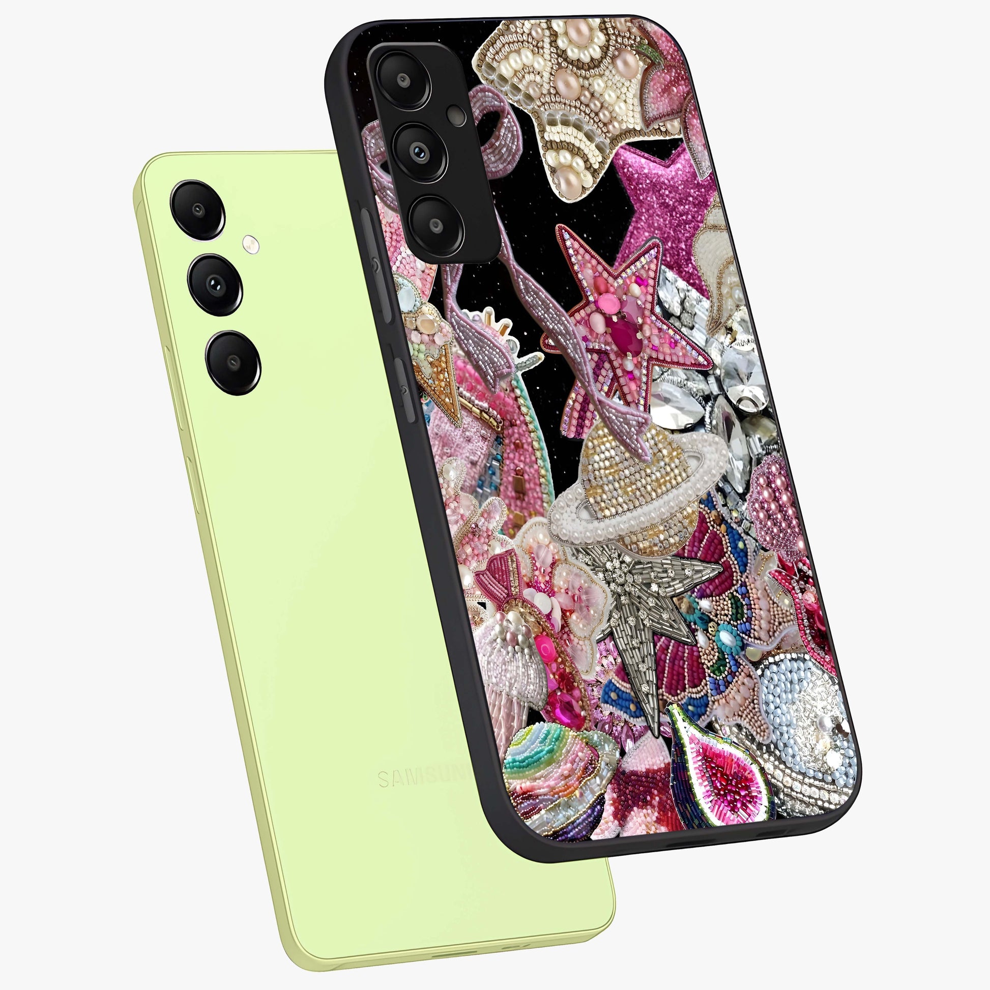 Starlit Jewel Dream Glass Case displayed in angled mockup highlighting glowing celestial jewel design with dreamy aesthetic.