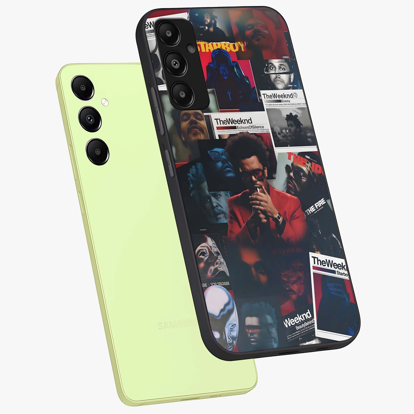 The Weeknd Glass Case displayed in angled mockup highlighting stylish pop culture inspired design with modern aesthetic.