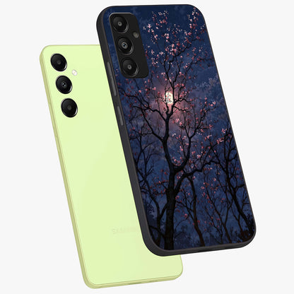 Twilight Sakura Serenade Glass Case displayed in angled mockup highlighting delicate sakura flower design with dreamy aesthetic.