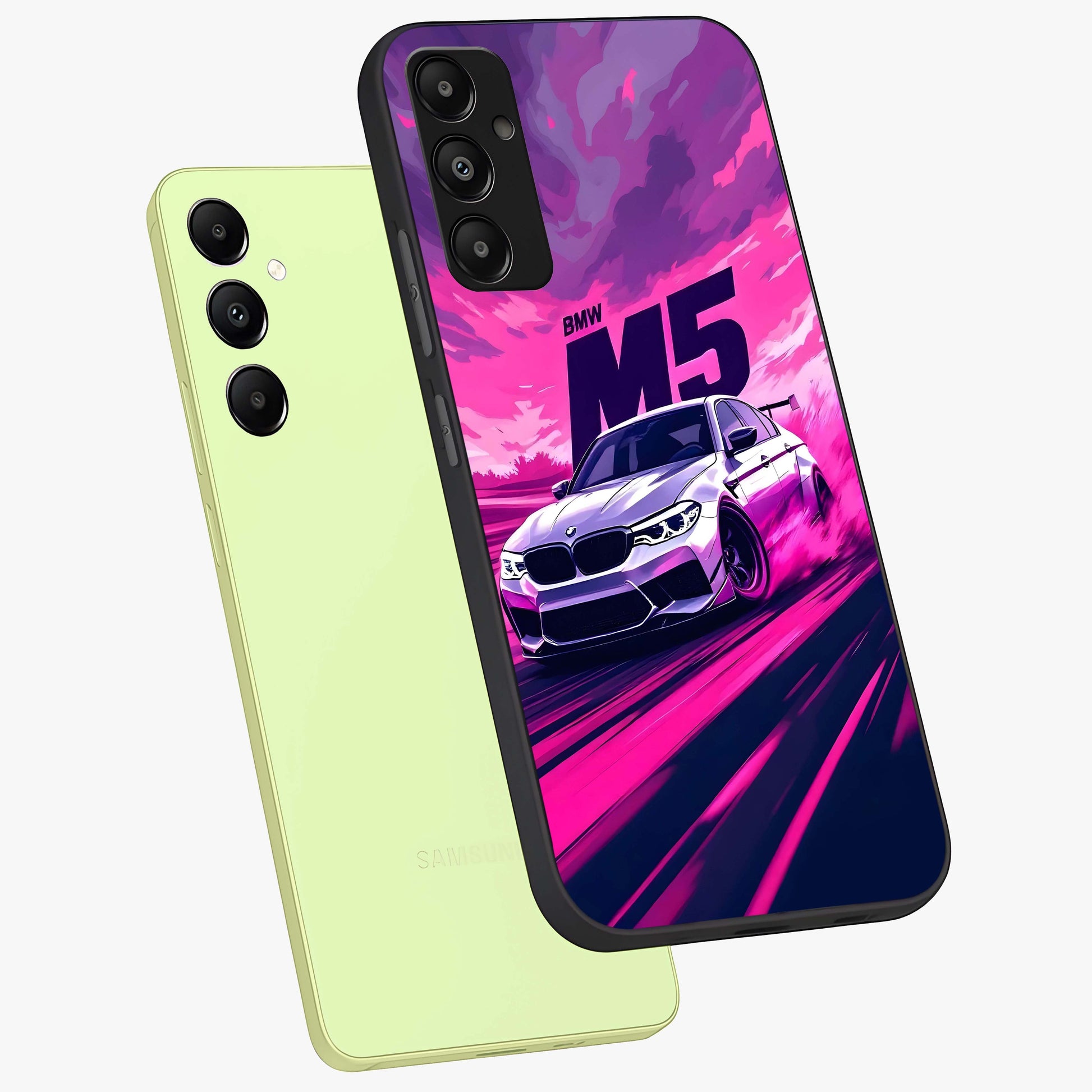 Velocity Drift Pulse Glass Case displayed in angled mockup highlighting dynamic drift design with sporty automotive aesthetic.