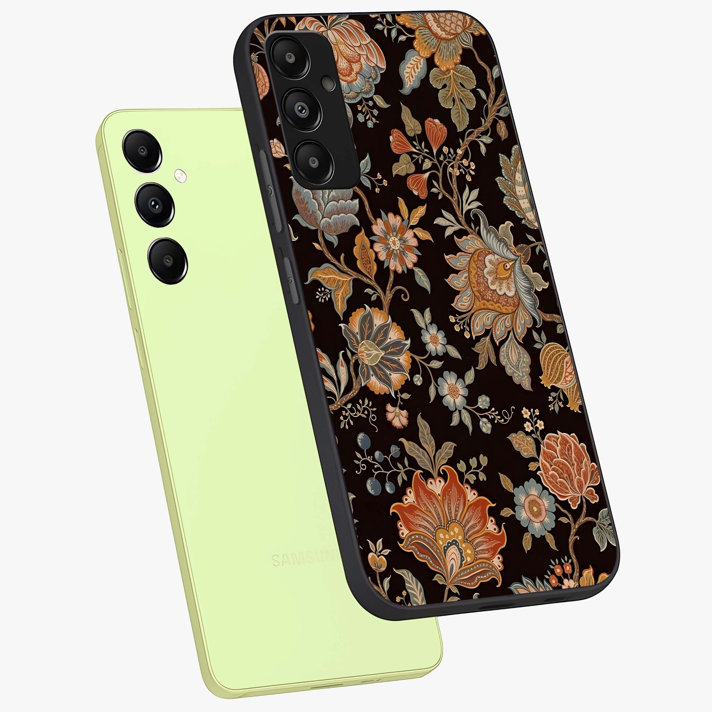 Vintage Floral Dream Glass Case displayed in angled mockup highlighting elegant vintage flower design with soft aesthetic style.