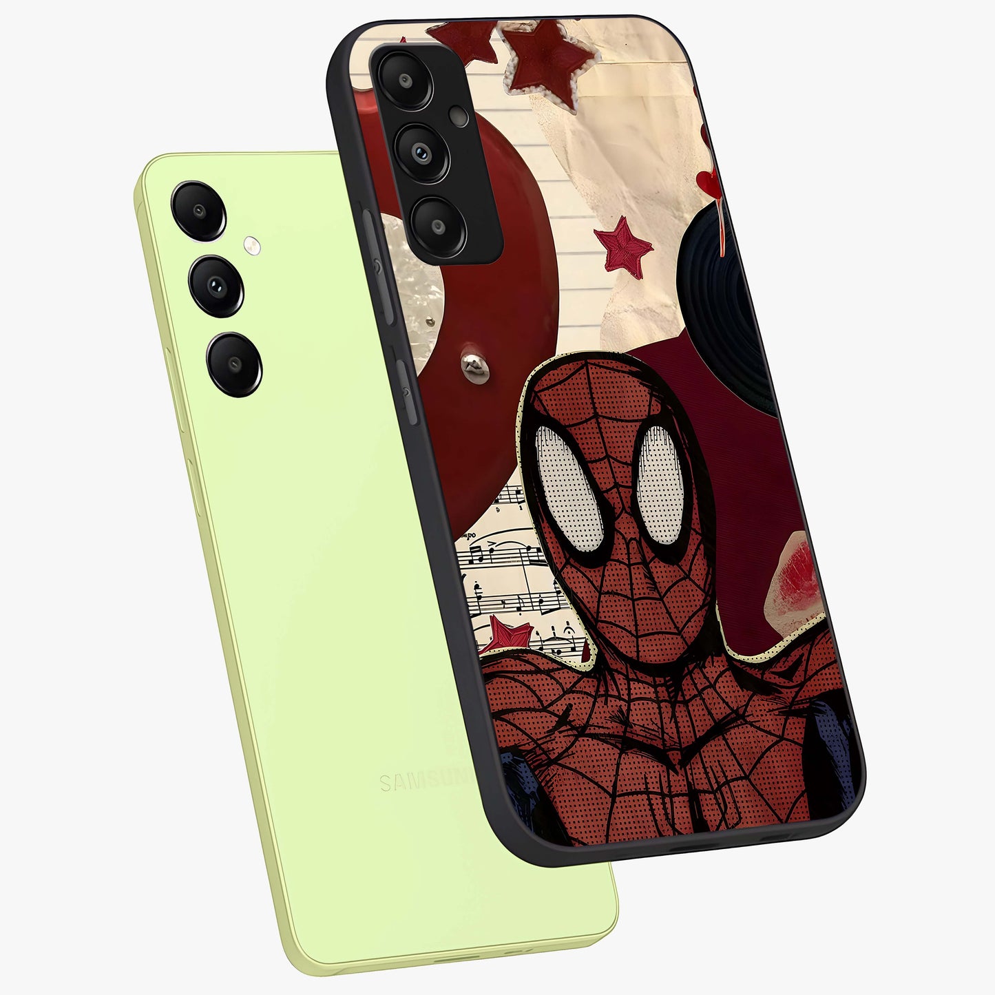 Web Warrior Vibes Glass Case displayed in angled mockup highlighting dynamic web design with comic style aesthetic.