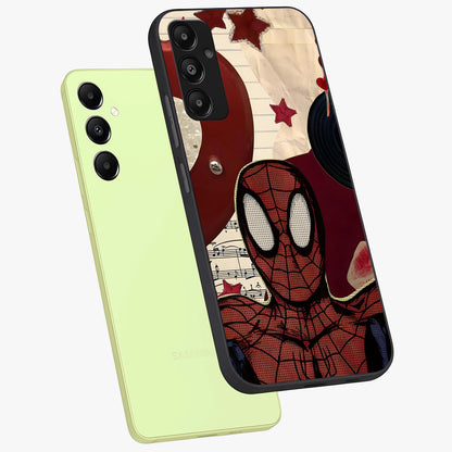 Web Warrior Vibes Glass Case displayed in angled mockup highlighting dynamic web design with comic style aesthetic.