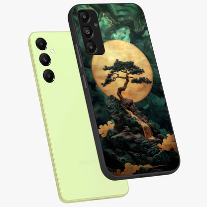 Zen Moon Rise Glass Case displayed in angled mockup highlighting peaceful lunar design with zen aesthetic style.