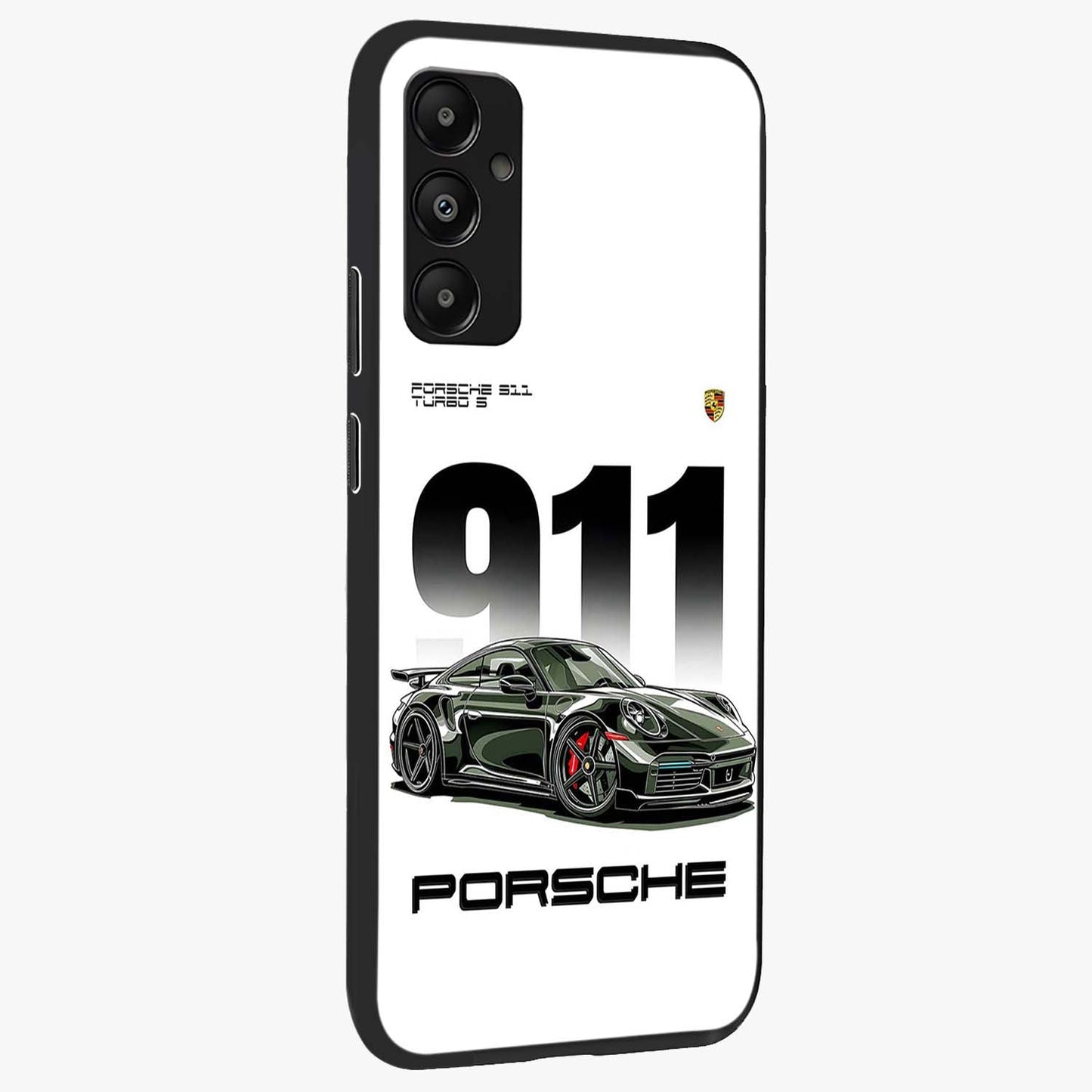 911 Turbo Dominance Glass Case upright perspective showcasing powerful racing design and modern automotive aesthetic.