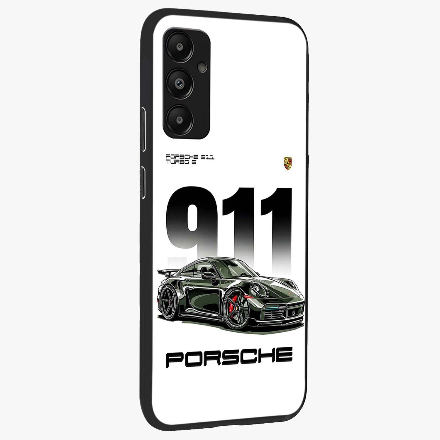 911 Turbo Dominance Glass Case upright perspective showcasing powerful racing design and modern automotive aesthetic.