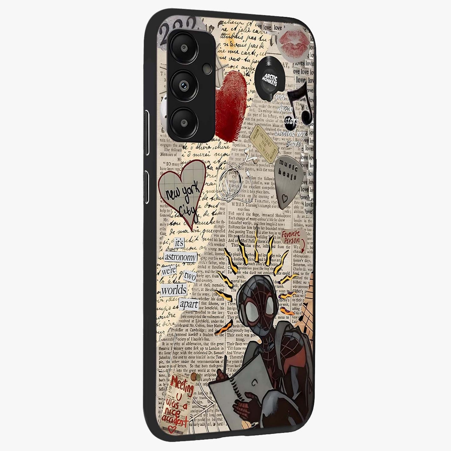 City Dream Sketch Glass Case upright view showcasing urban skyline artwork with stylish hand drawn design.