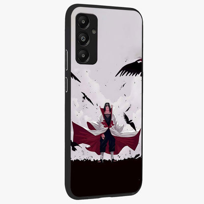 Crimson Crow Ascension Glass Case upright view showcasing dramatic crow artwork with bold gothic theme.