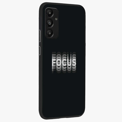 Focused Blade Discipline Glass Case upright view showcasing strong typography statement with sleek motivational theme.