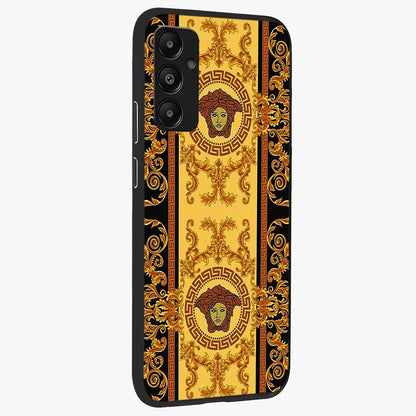 Golden Lotus Glow Glass Case upright view showcasing luminous lotus artwork with peaceful divine theme.