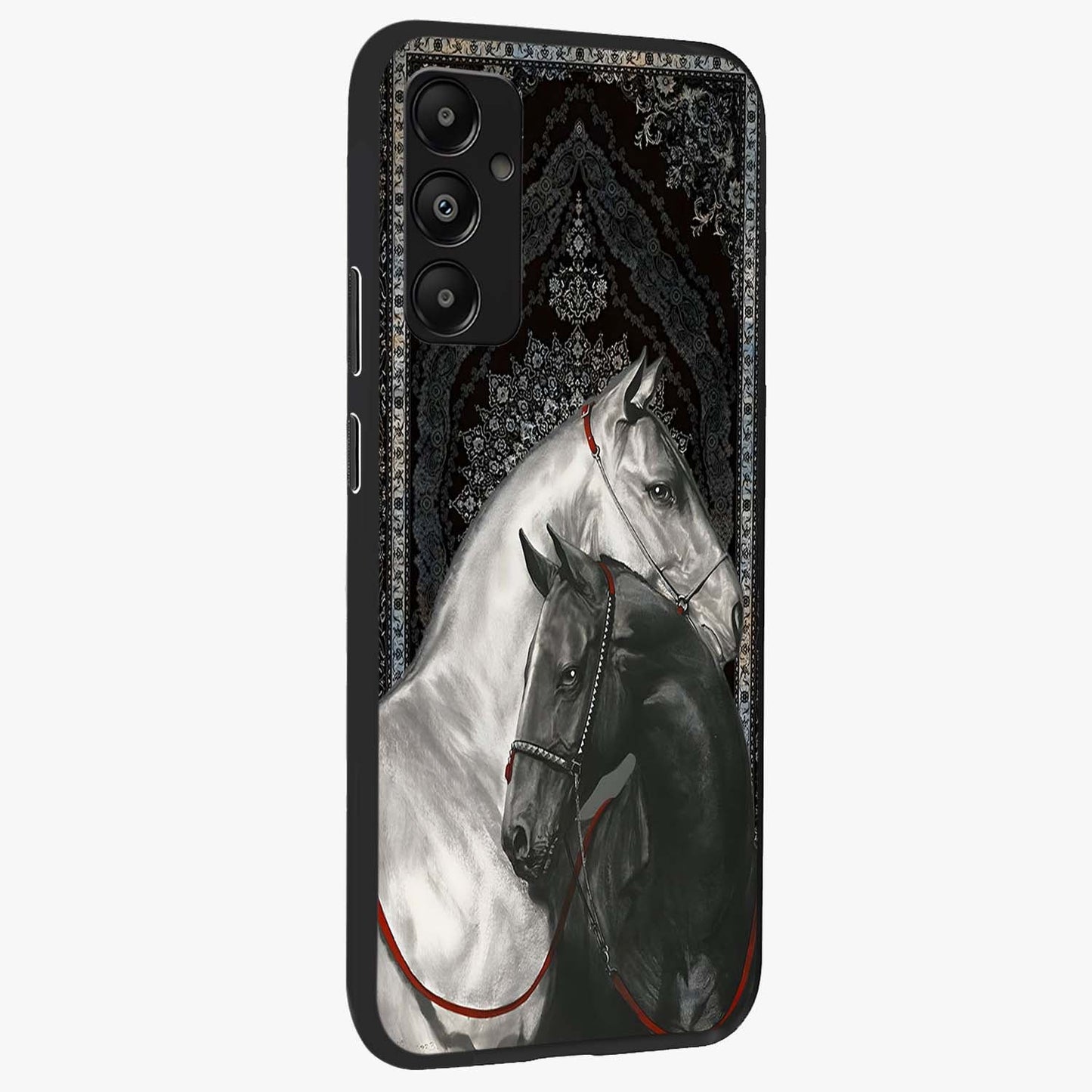 Majestic Ride Legacy Glass Case upright view showcasing dynamic ride inspired artwork with modern automotive theme.