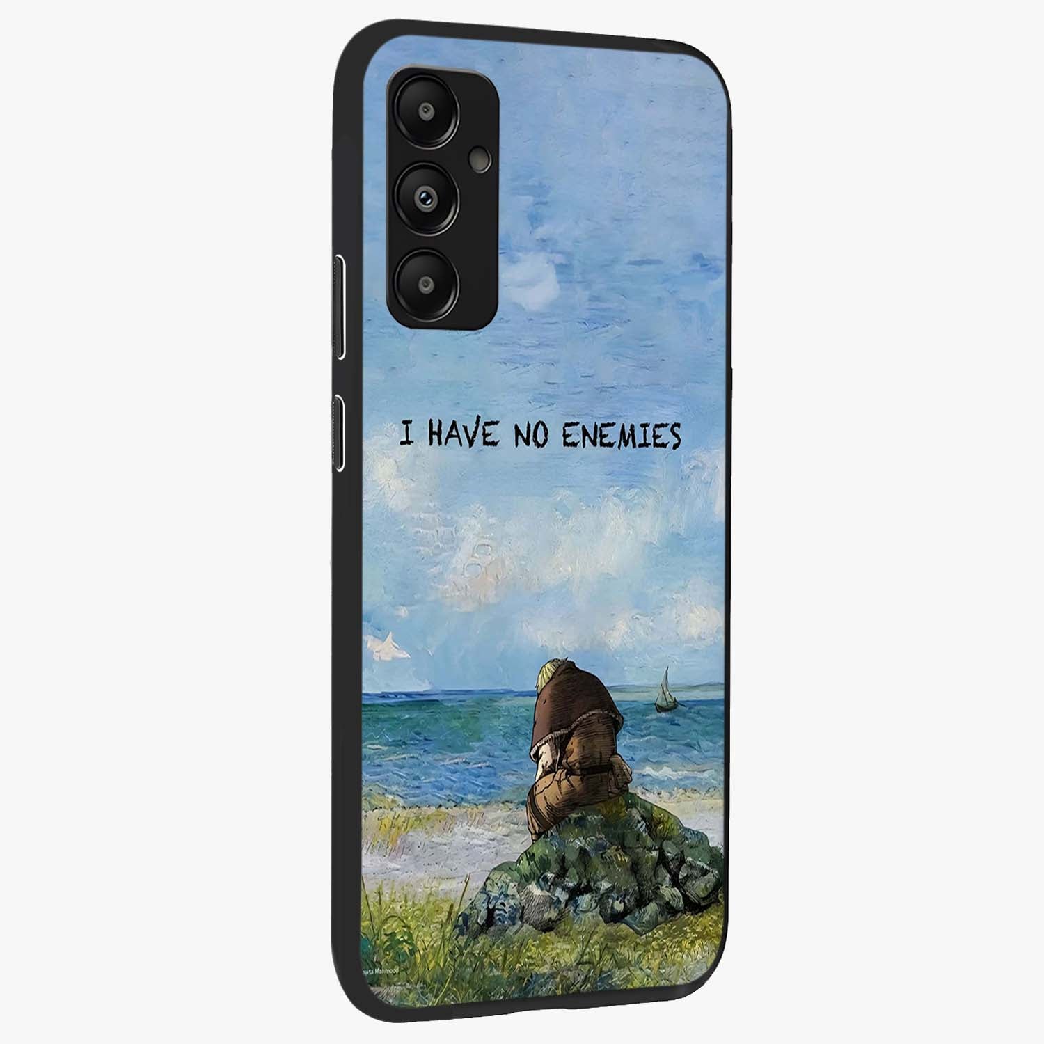Peace Beyond War Glass Case upright view showcasing powerful peace symbol artwork with inspirational theme.