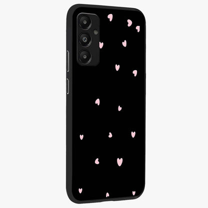 Pink Love Drops Glass Case upright view showcasing charming heart drop artwork with romantic playful theme.