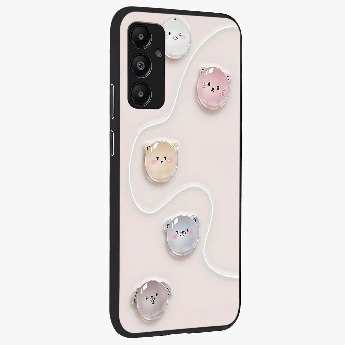 Puffy Face Parade Glass Case upright view showcasing adorable character artwork with cheerful animated theme.
