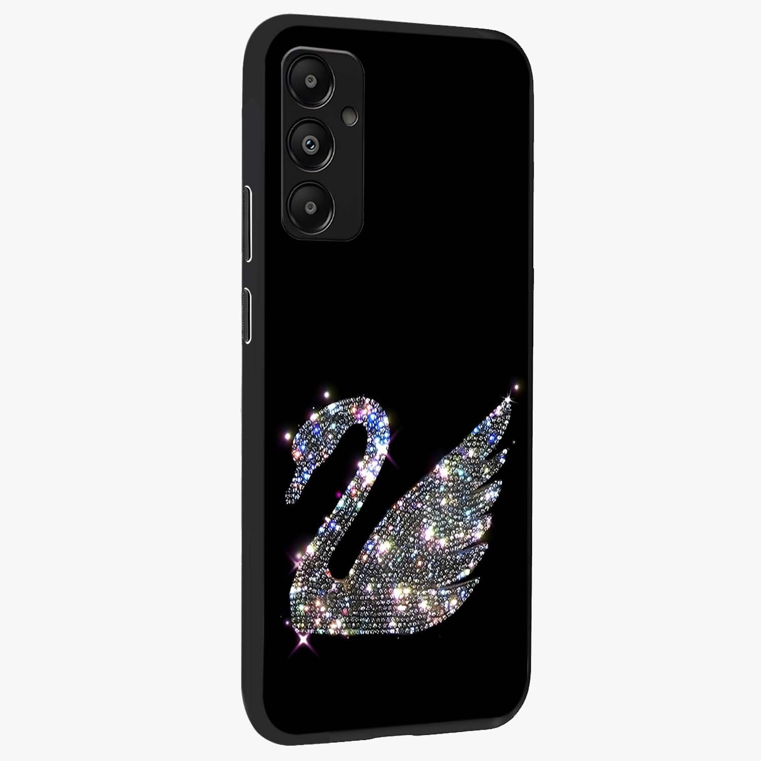 Starlit Swan Grace Glass Case upright view showcasing beautiful swan artwork with peaceful night themed design.