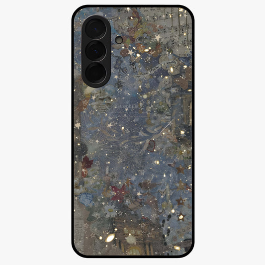 Aesthetic Astrolophia Glass Case showing flat back view with dreamy aesthetic design and glossy glass finish.