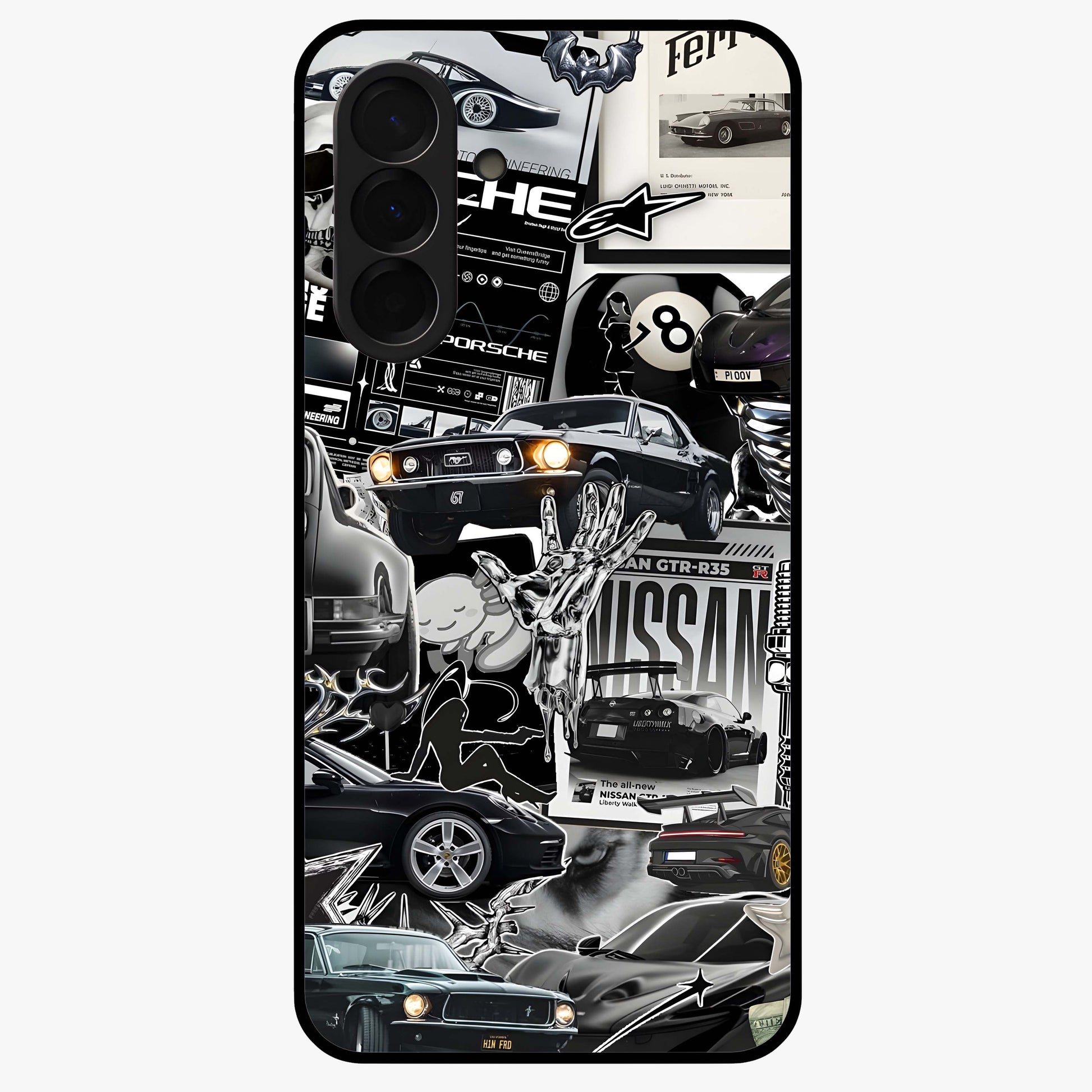 Aesthetic Dark Love Glass Case showing flat back view with dark romantic artwork and glossy glass finish.
