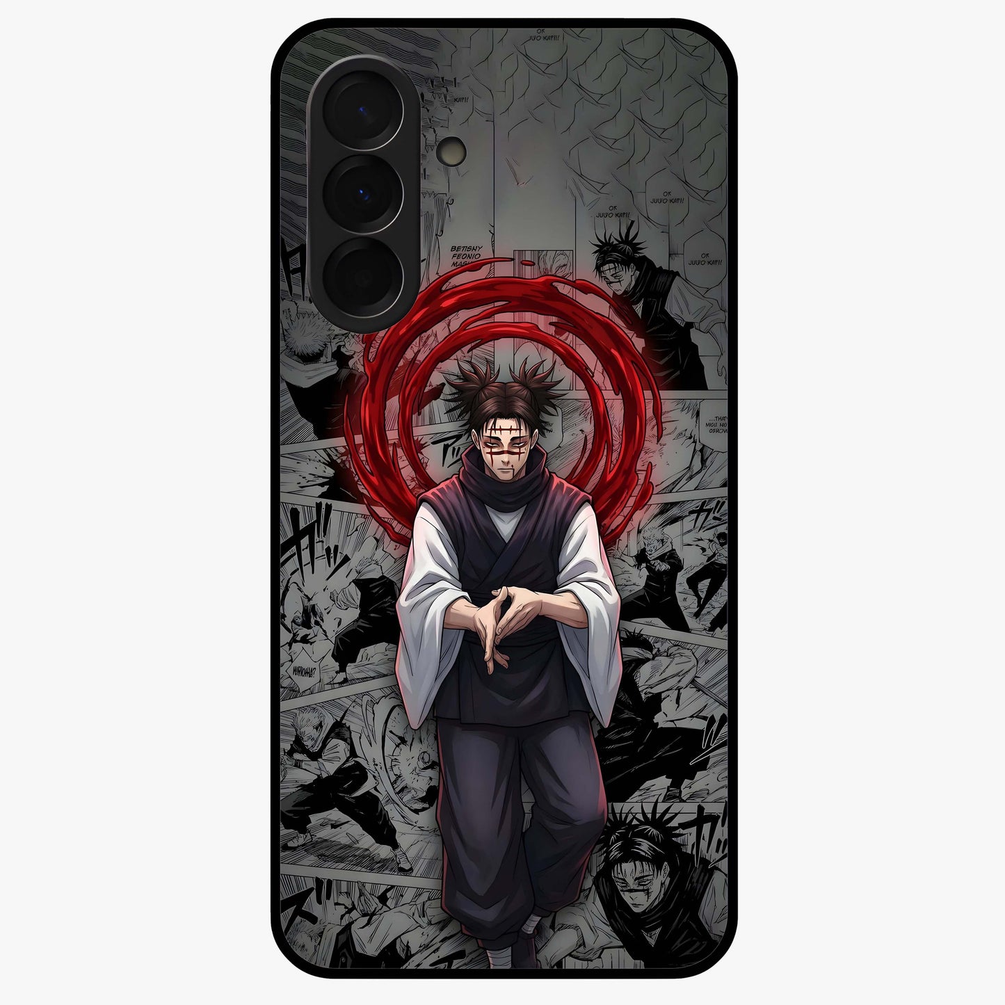 Cursed Ritual Ascension Glass Case showing flat back view with dark ritual themed artwork and glossy glass finish.