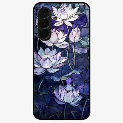 Gloss Petal Rush Glass Case showing flat back view with glossy flower petal artwork and smooth glass finish.