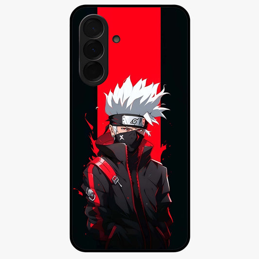 Kakashi Scarlet Shadow Glass Case showing flat back view with powerful anime ninja artwork and glossy glass finish.