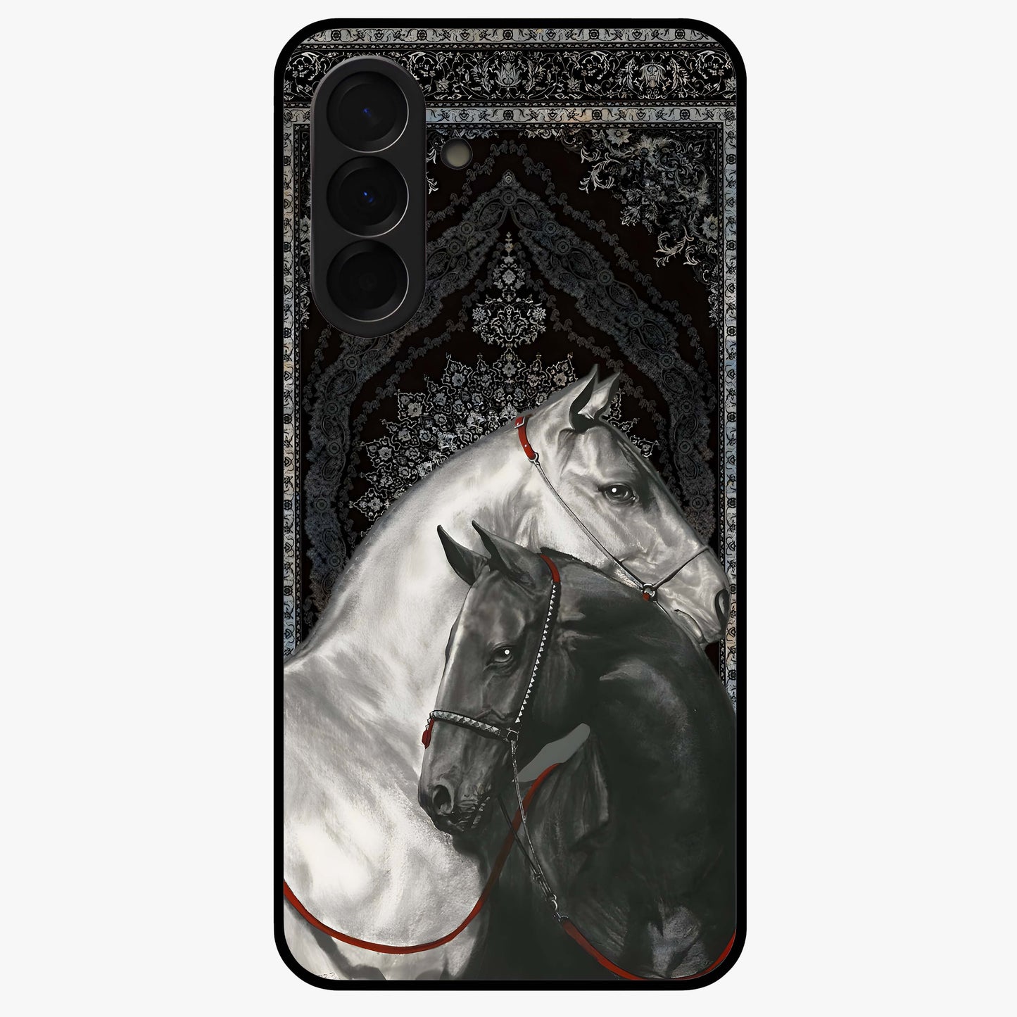 Majestic Ride Legacy Glass Case showing flat back view with powerful automotive inspired artwork and glossy glass finish.