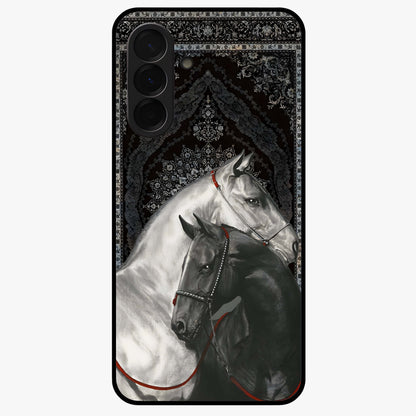 Majestic Ride Legacy Glass Case showing flat back view with powerful automotive inspired artwork and glossy glass finish.