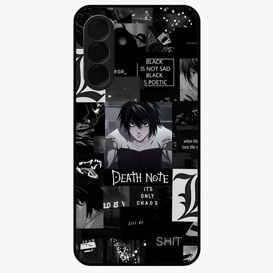 Midnight Chaos Mind Glass Case showing flat back view with abstract dark themed artwork and glossy glass finish.