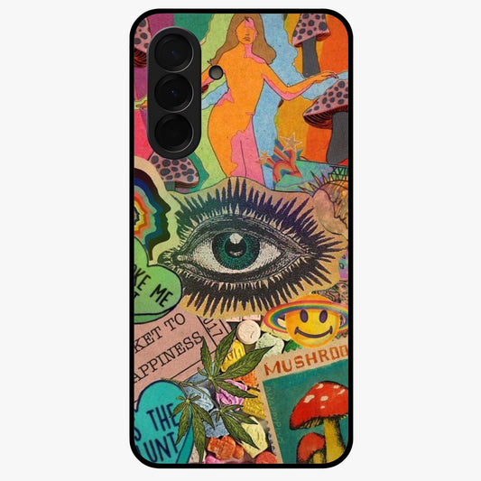 Mystic Eye Wonderland Glass Case showing flat back view with mystical eye themed artwork and glossy glass finish.