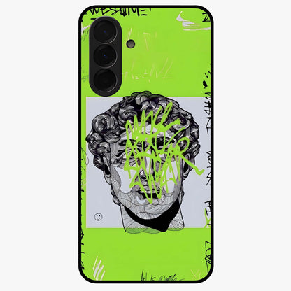 Neo Graffiti Rebellion Glass Case showing flat back view with vibrant graffiti artwork and glossy glass finish.