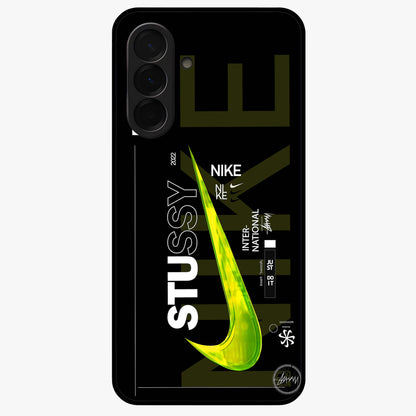 Neon Street Edition Glass Case showing flat back view with neon street style artwork and glossy glass finish.
